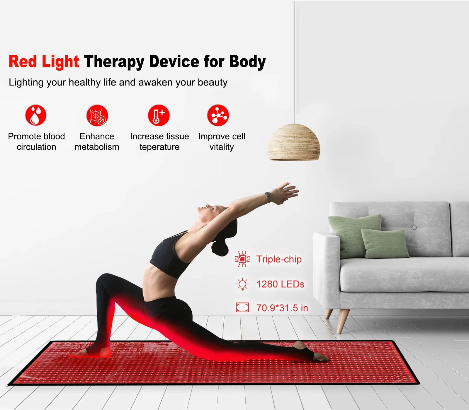 Full-Body Infrared Red Light Therapy Mat – 660nm + 850nm Near